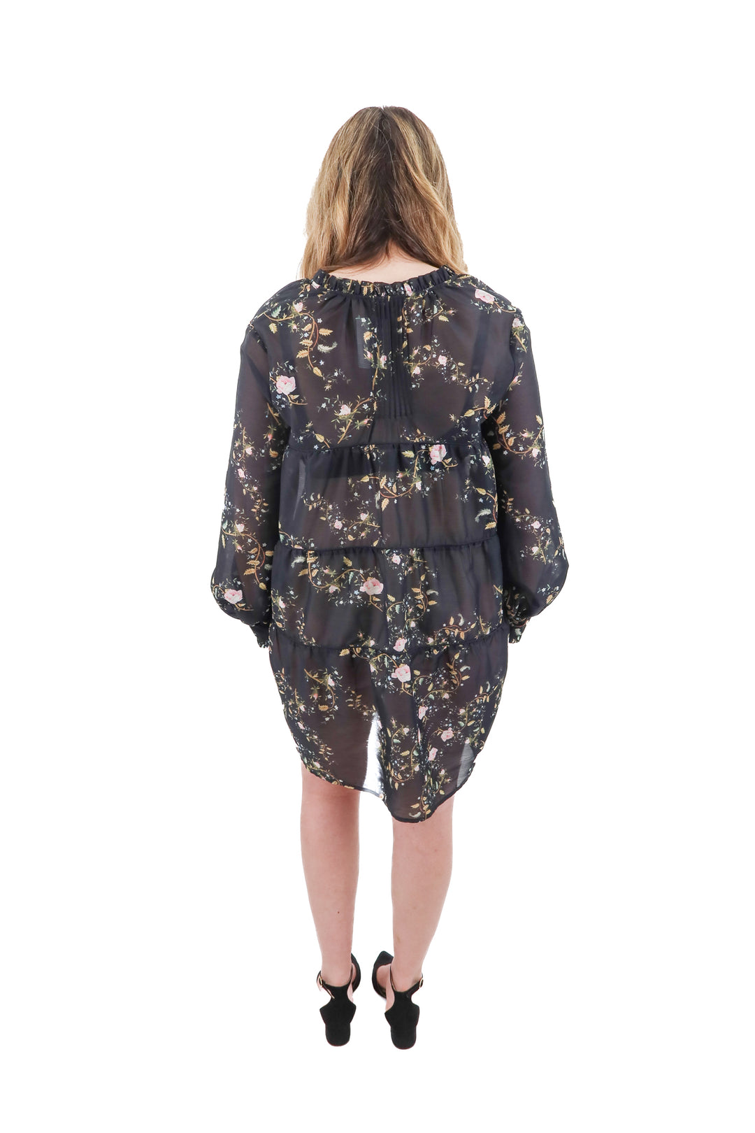 allsaints black sheer floral dress (6; retail $299)