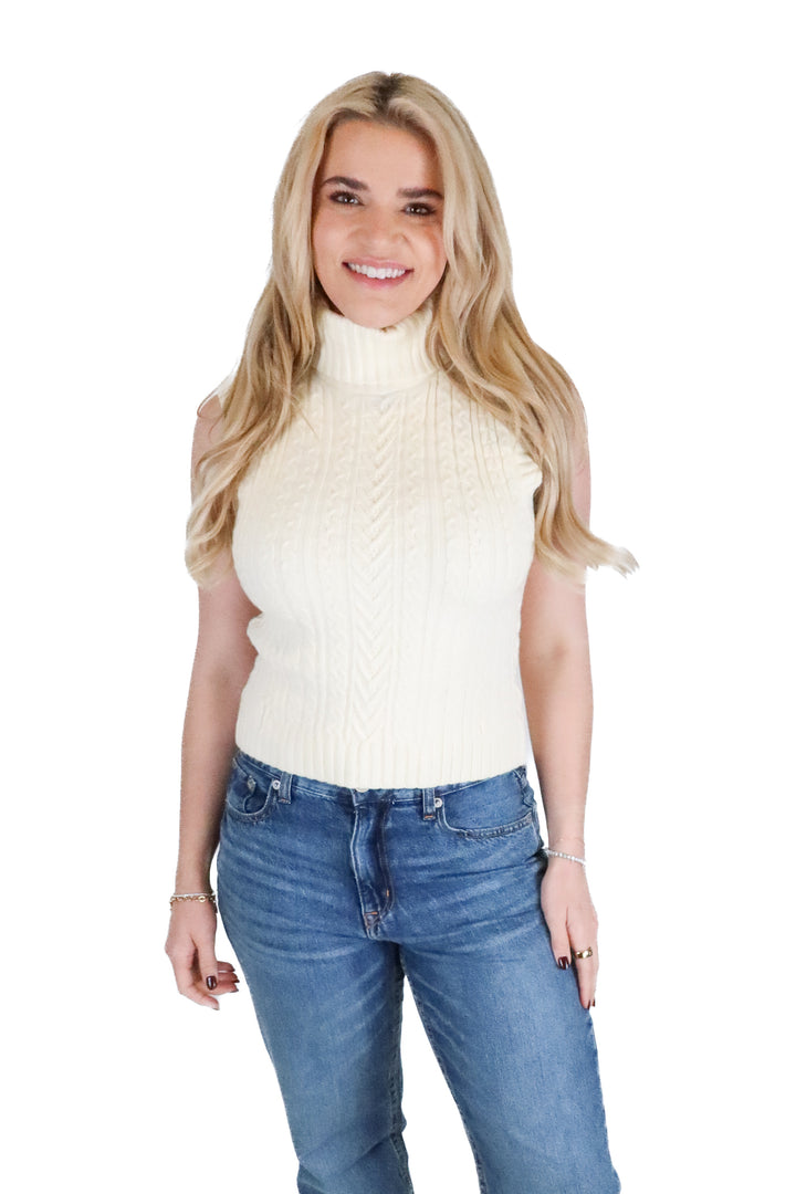 Vici cream knitted vest (S)