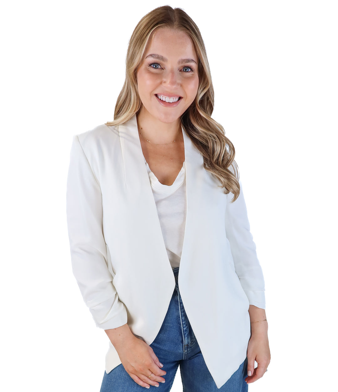 Mod ref white open blazer (s; retails for $98)