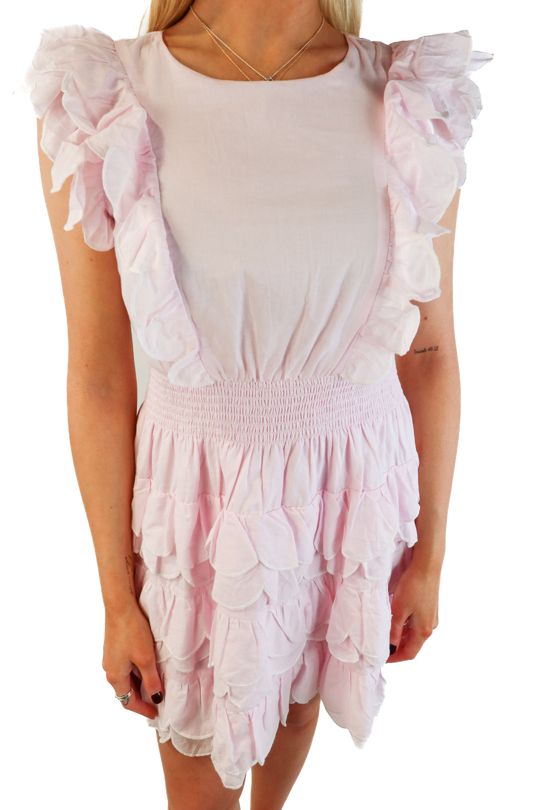 Sail to sable light link scallop dress (xs; retail $198)