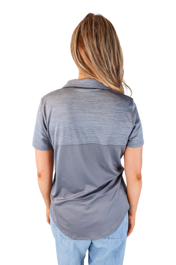 under armour grey collared top (M; retail $45)