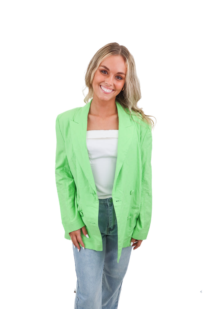Steve Madden Linen bright green blazer (XS)