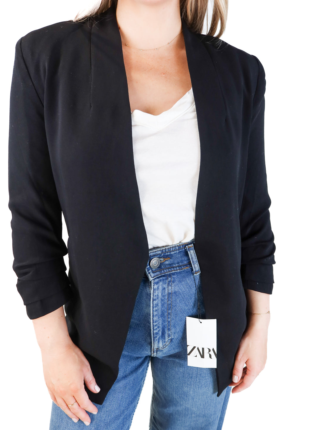 Mod ref black ruched sleeve open cardigan (s; retail $110)