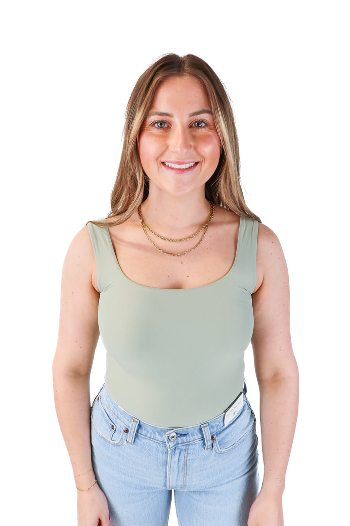 abercrombie & fitch green tank bodysuit (s)