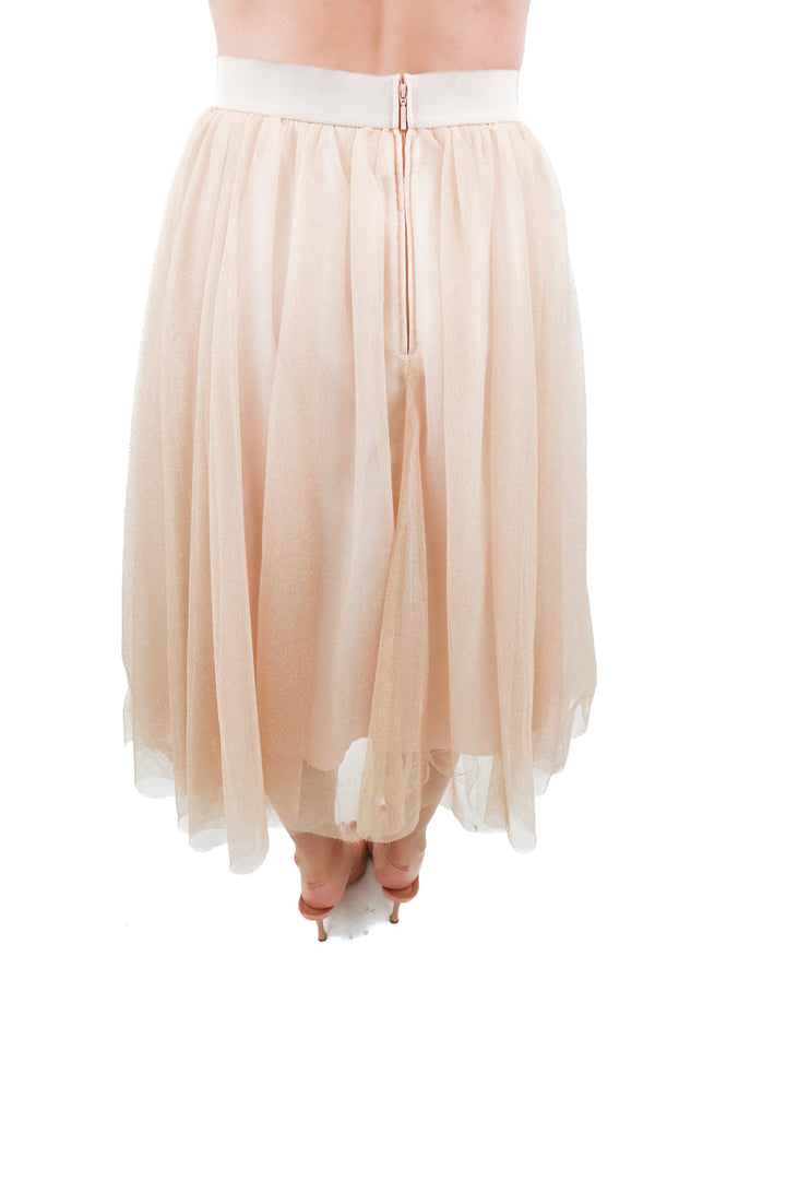 Belle Badgley Mischka rose gold tulle midi skirt (2)