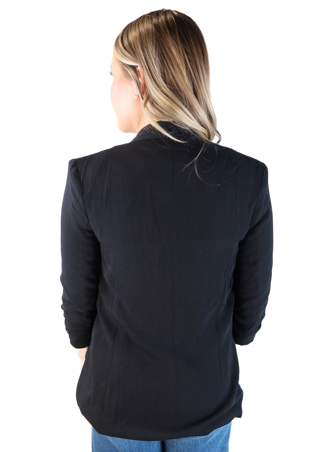 Mod ref black ruched sleeve open cardigan (s; retail $110)