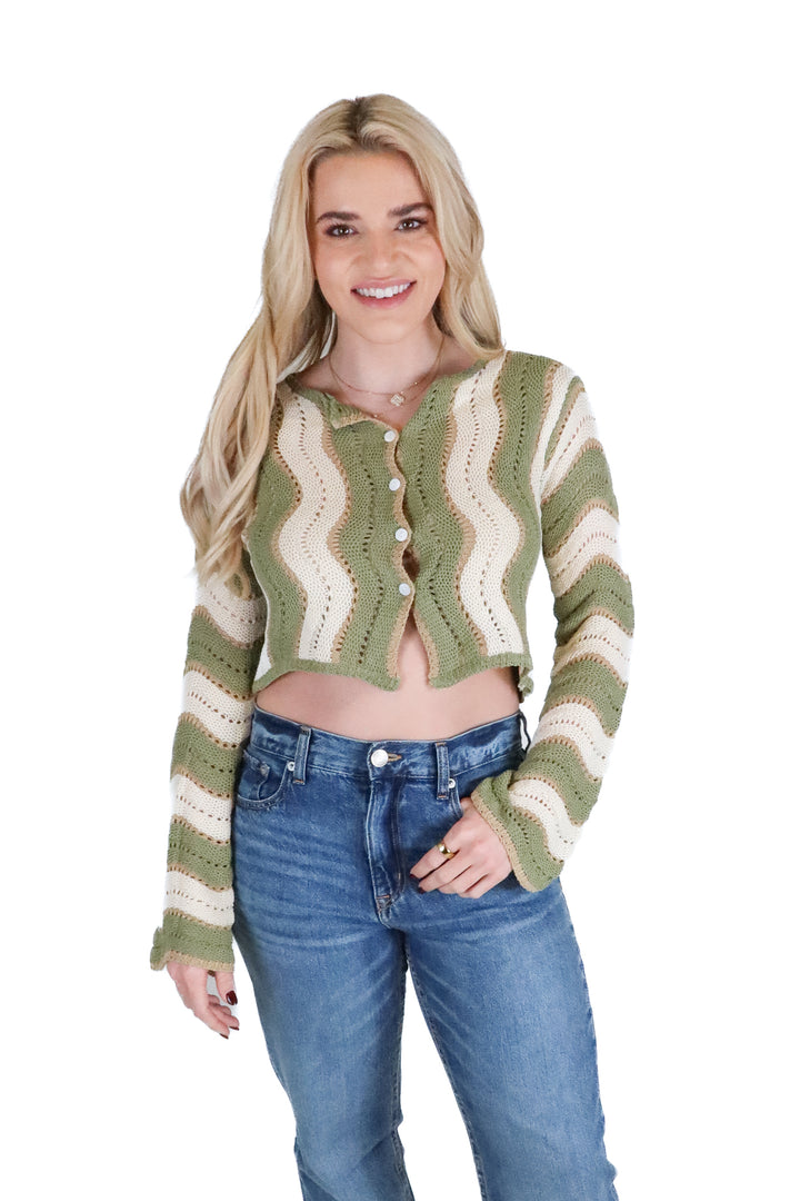 Emory Park green/brown knitted sweater NWT (S)