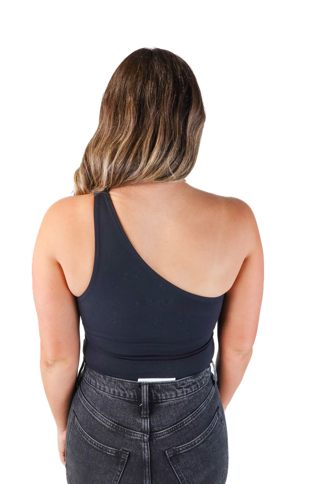 abercrombie & fitch black one shoulder bodysuit (s)