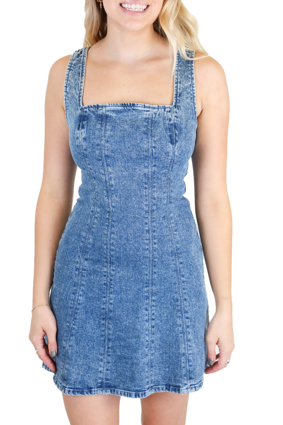 Abercrombie Square Neck A-Line Denim Dress (S)