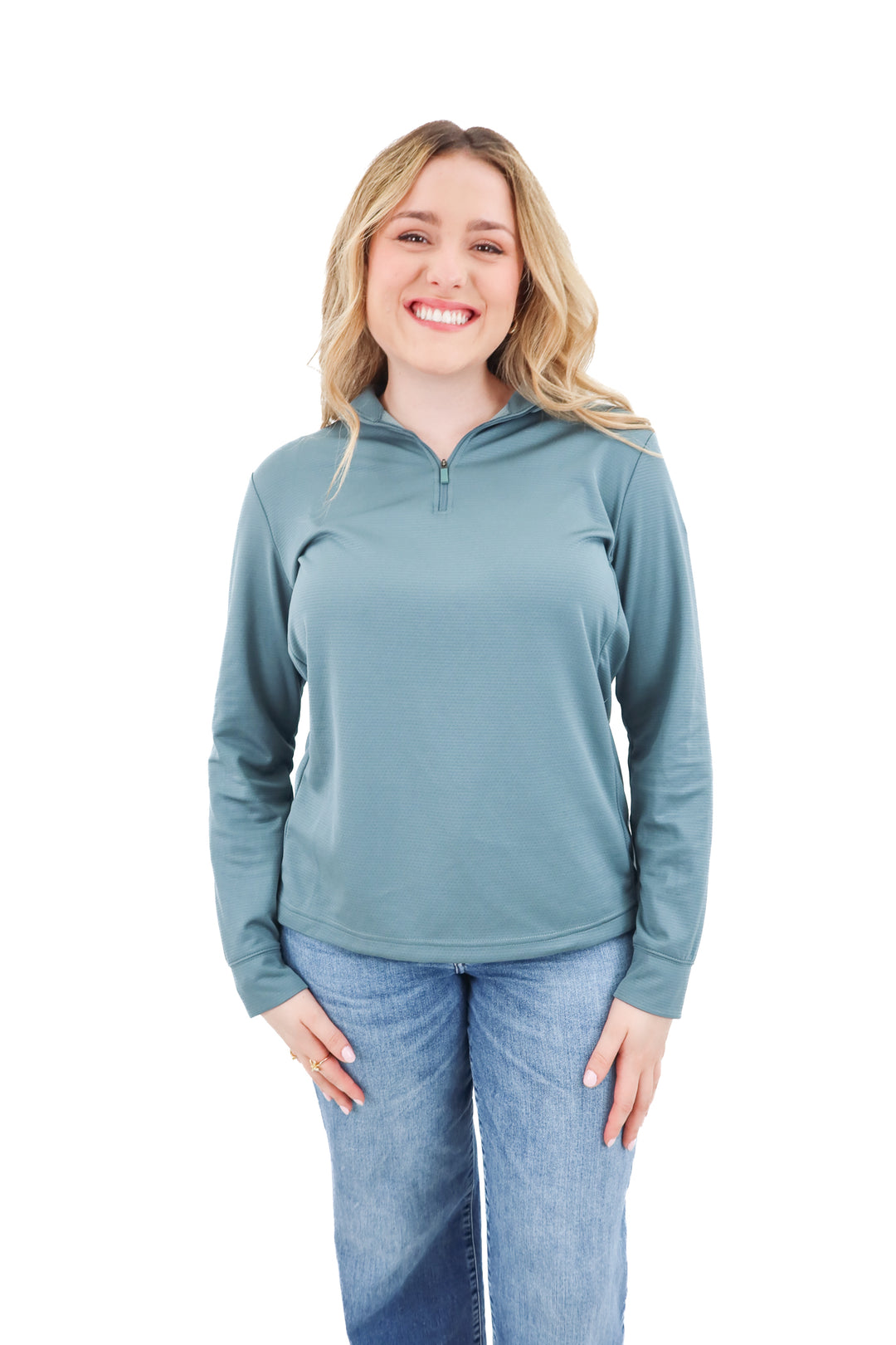 nike green dri fit quarter zip (l; retail $78)