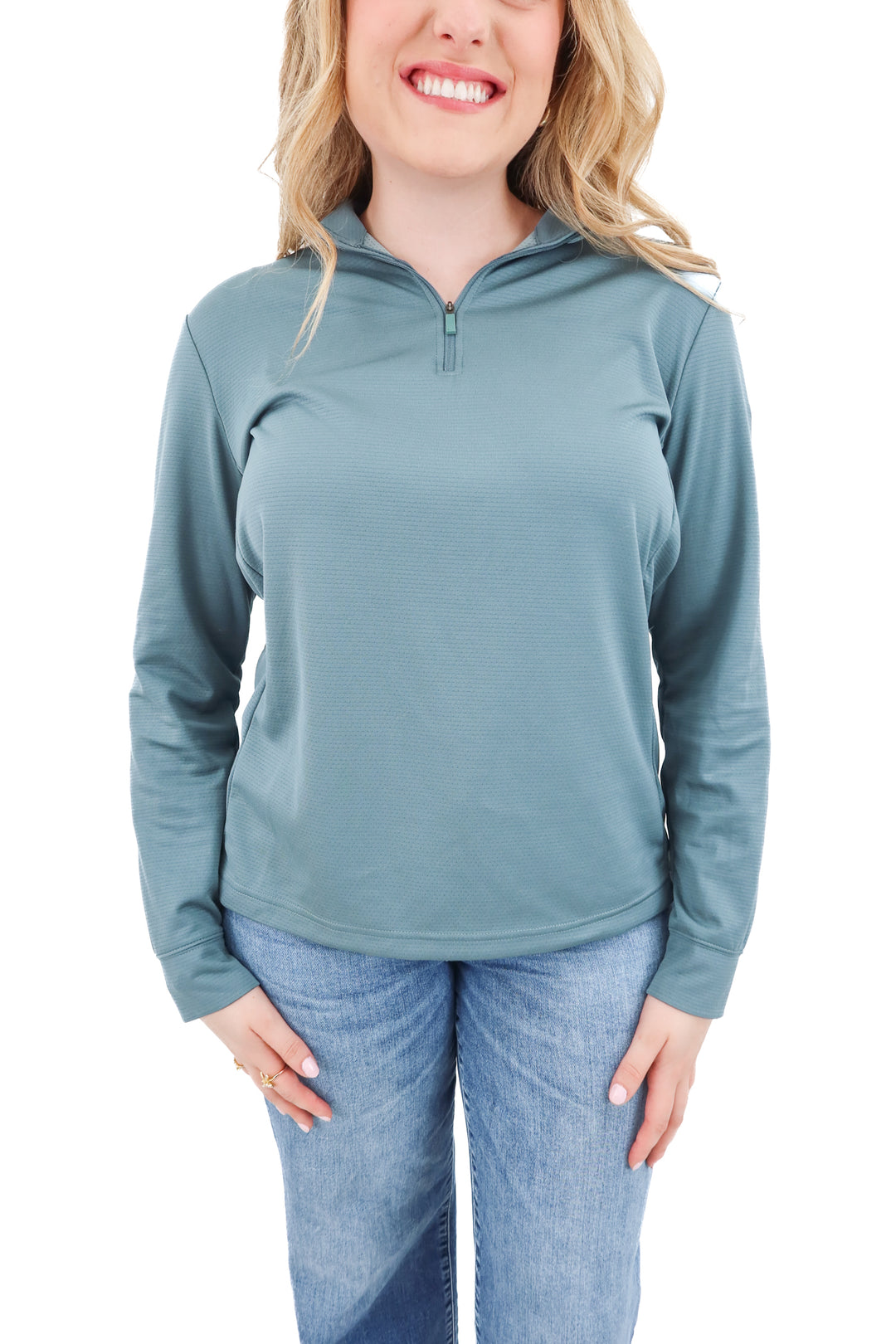 nike green dri fit quarter zip (l; retail $78)
