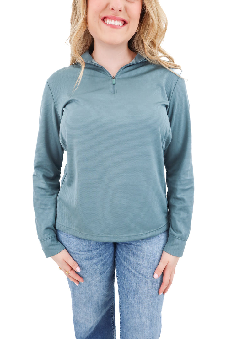 nike green dri fit quarter zip (l; retail $78)