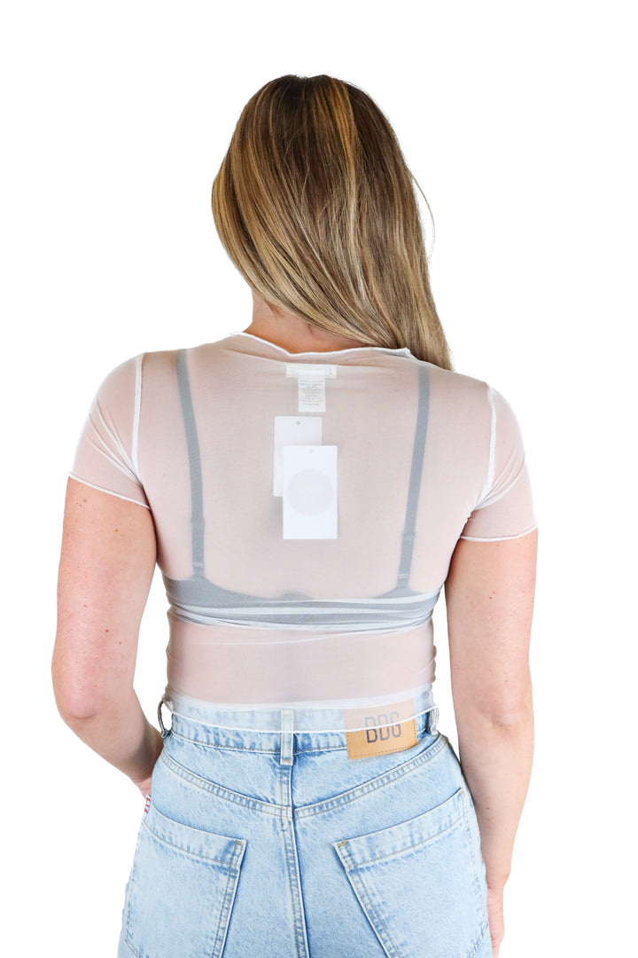 Mimosa white sheer top NWT (S)