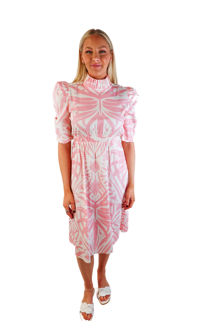 Sheridan French pink/white midi dress (xs; retail $325)