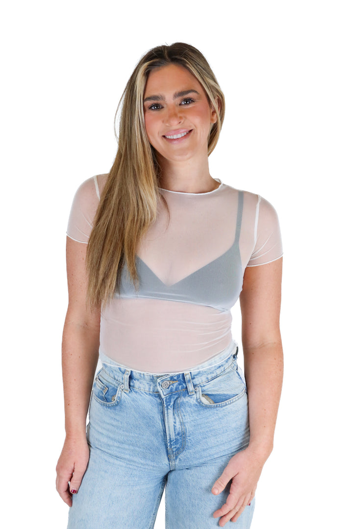 Mimosa white sheer top NWT (S)