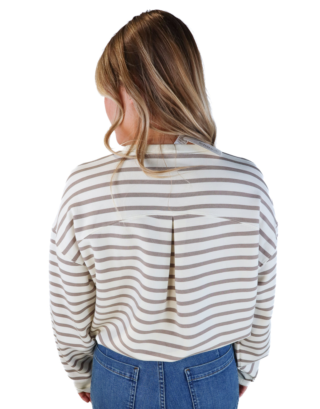 Spanx white/brown striped air essentials pullover (s; retail $98)
