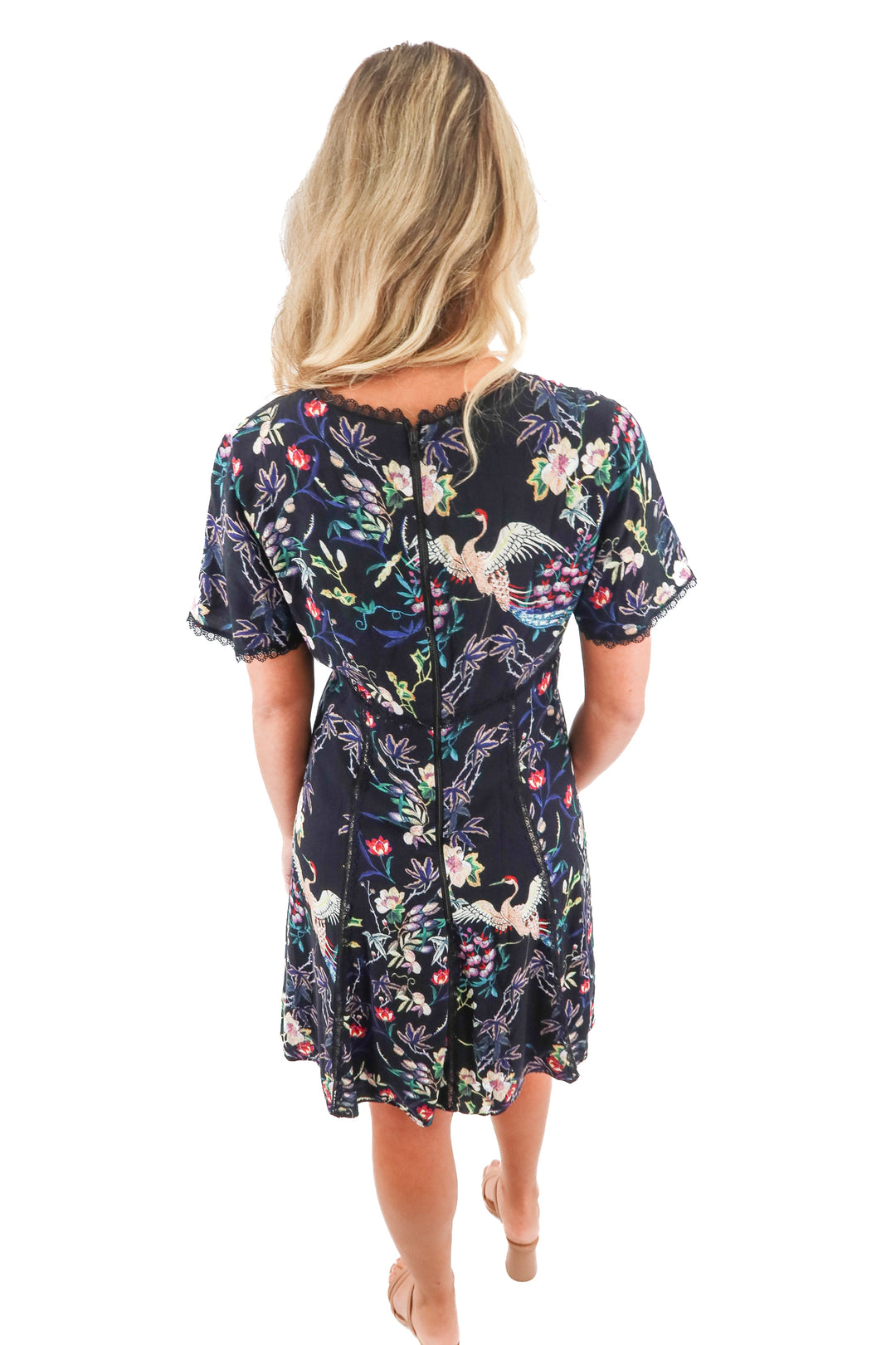 alice + olivia black floral mini dress (6; retail $495)