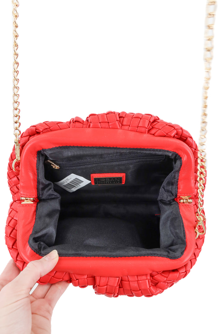 Urban expressions red woven clutch