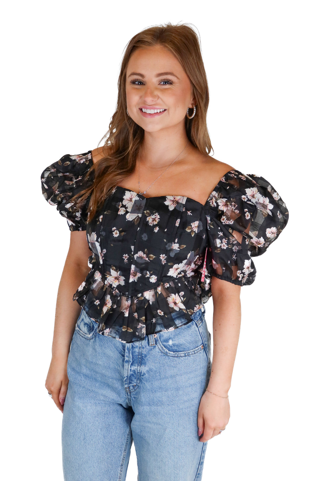 buddy love black floral corset top NWT (S)