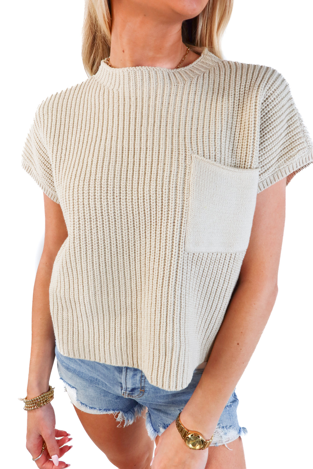 miou muse cream sleeveless sweater (M) NWT
