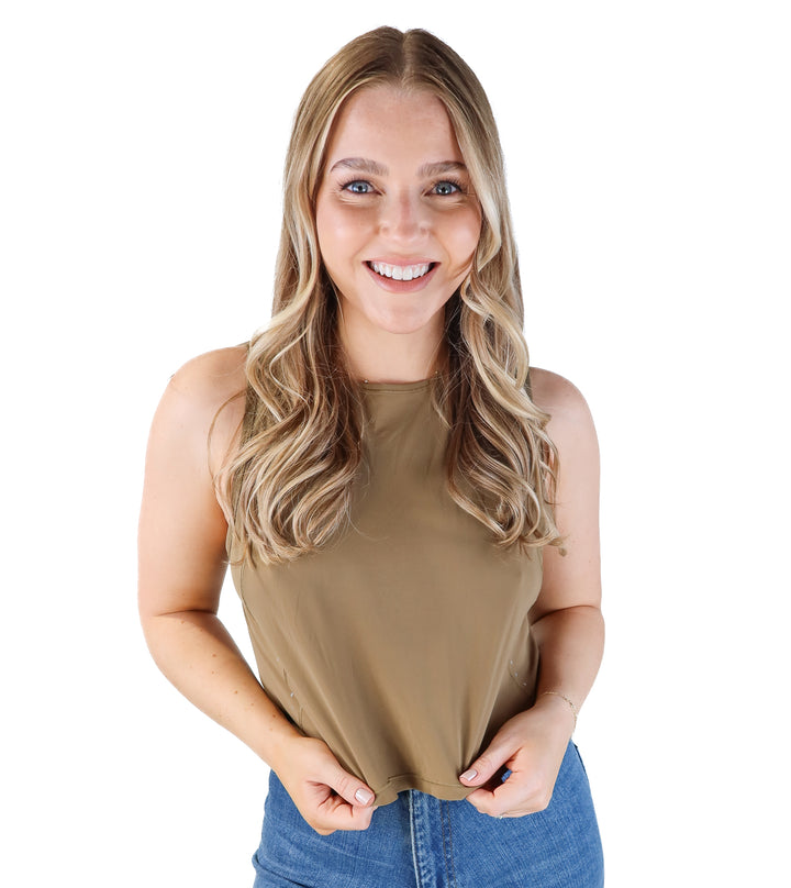 Lululemon army green muscle tank (s*; retails for $48)