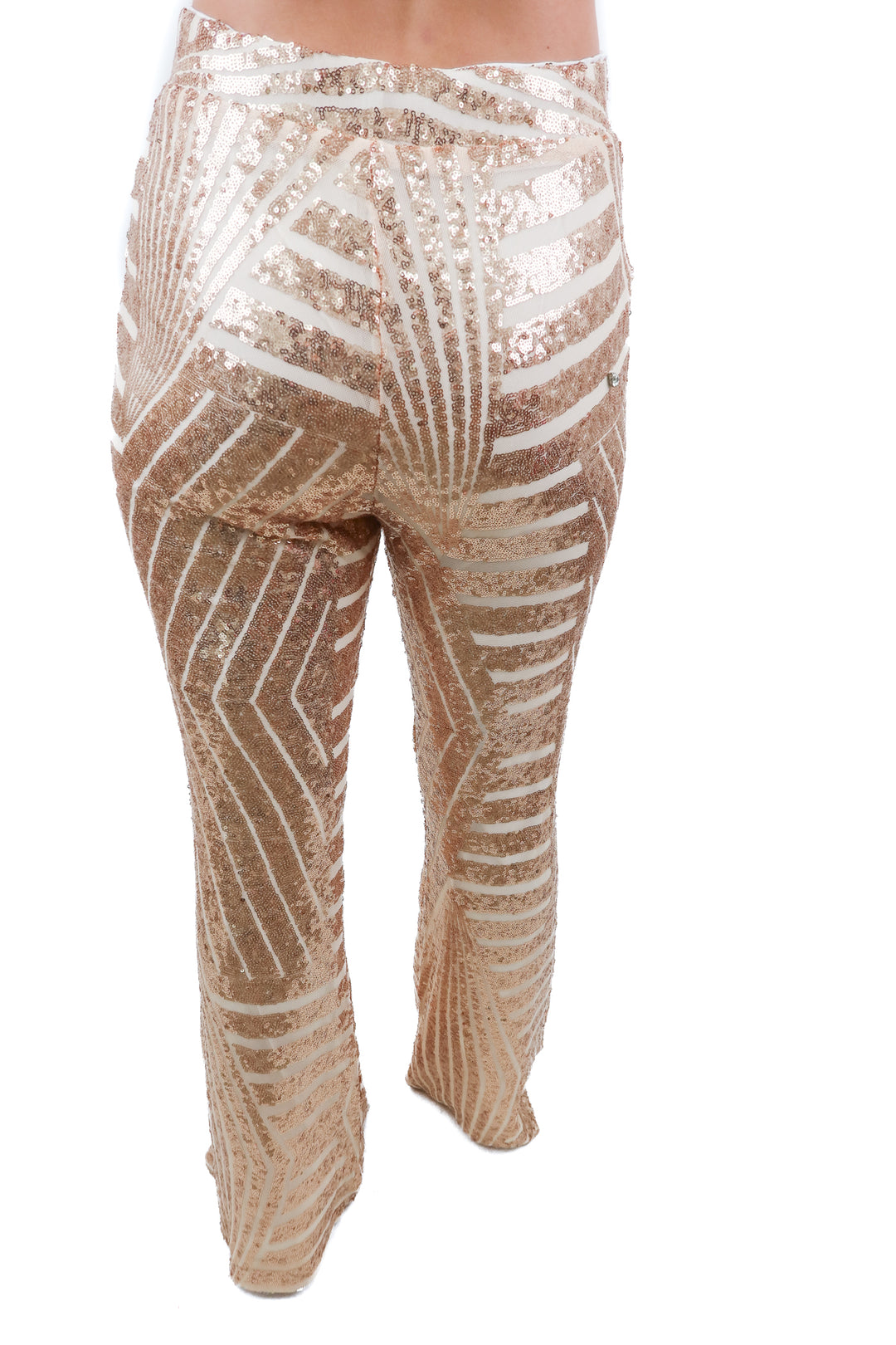 rose gold sequin embellished wide leg pants (S)