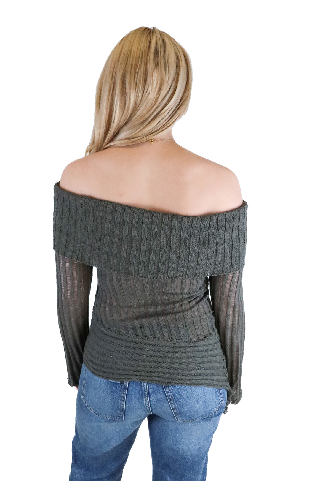 Superdown green knit off the shoulder top NWT (s; retail $50)