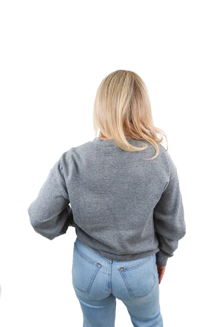 queen grey crewneck merch (xs/s)