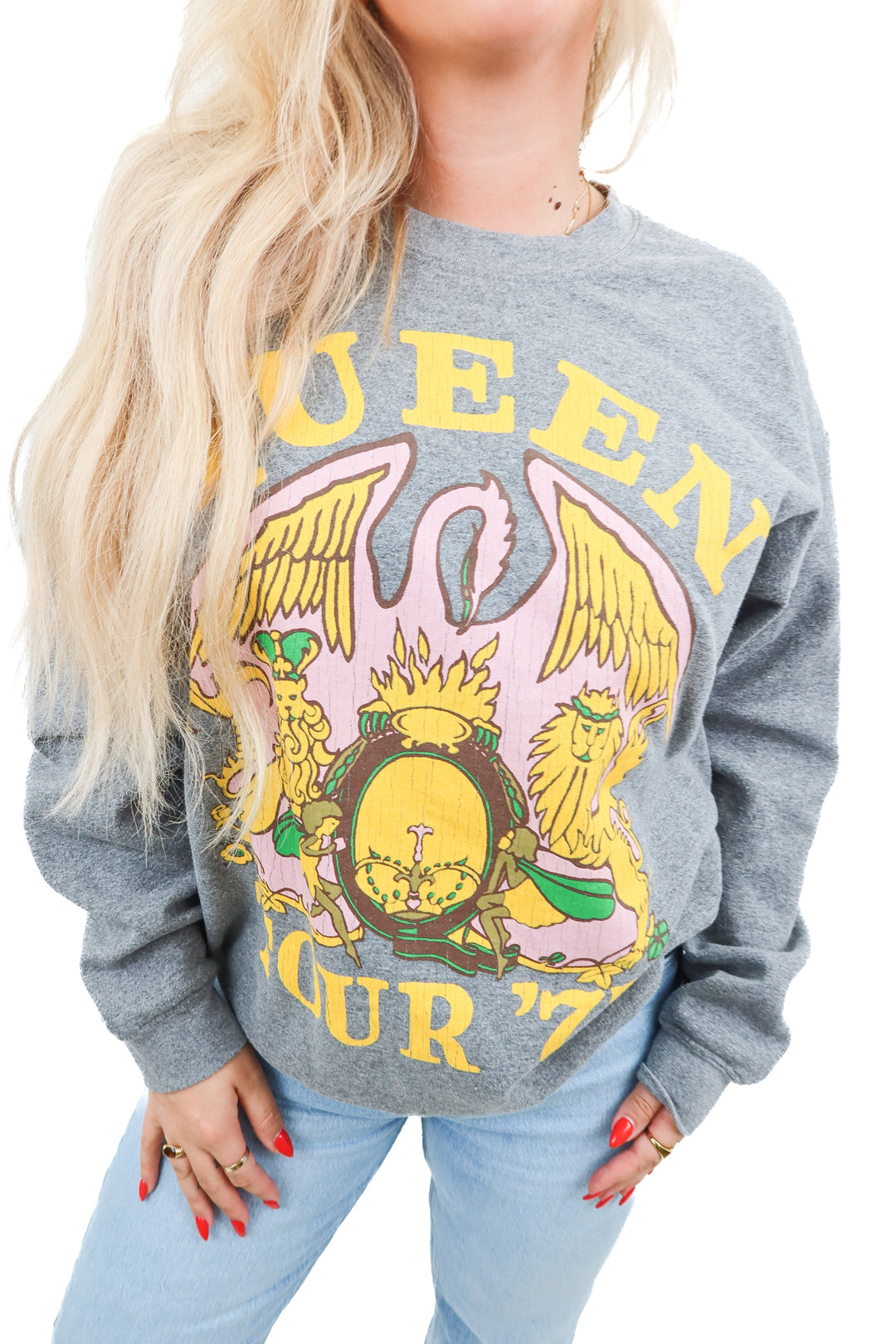 queen grey crewneck merch (xs/s)