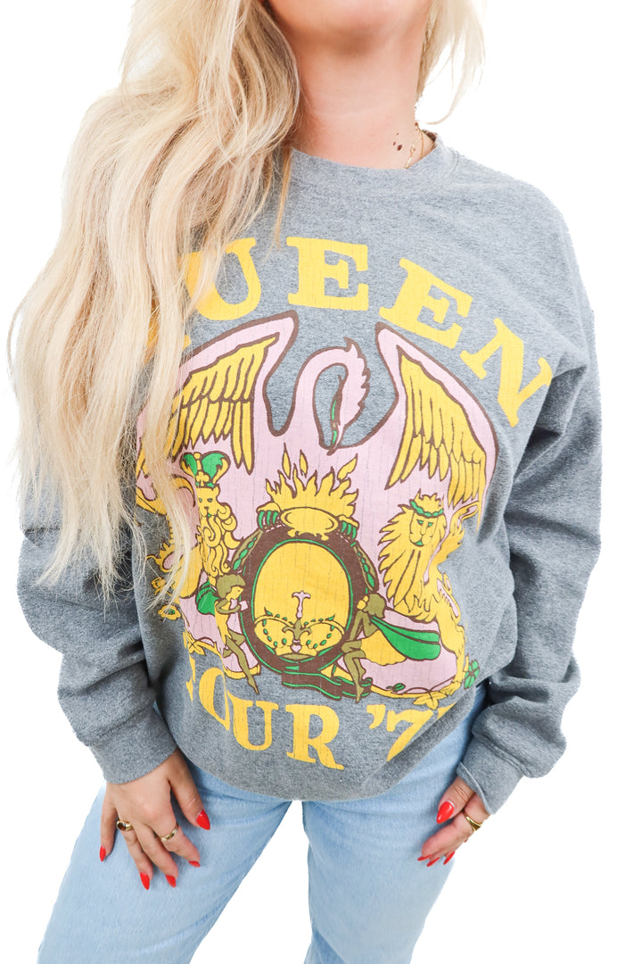 queen grey crewneck merch (xs/s)