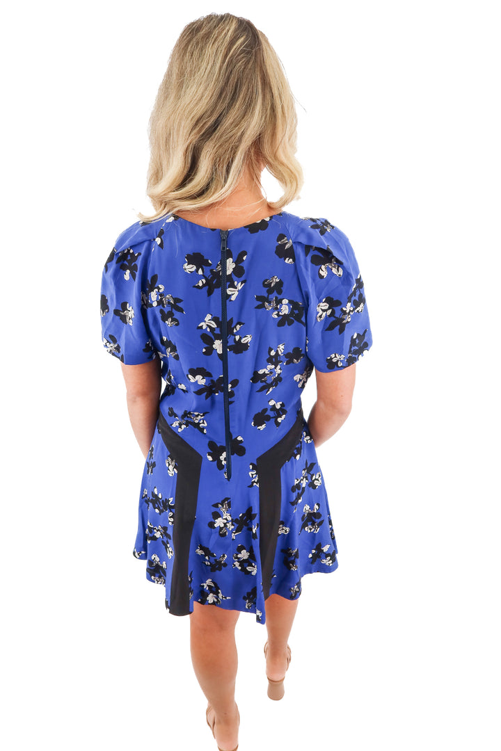 rebecca taylor blue floral silk dress (6; retail $525)