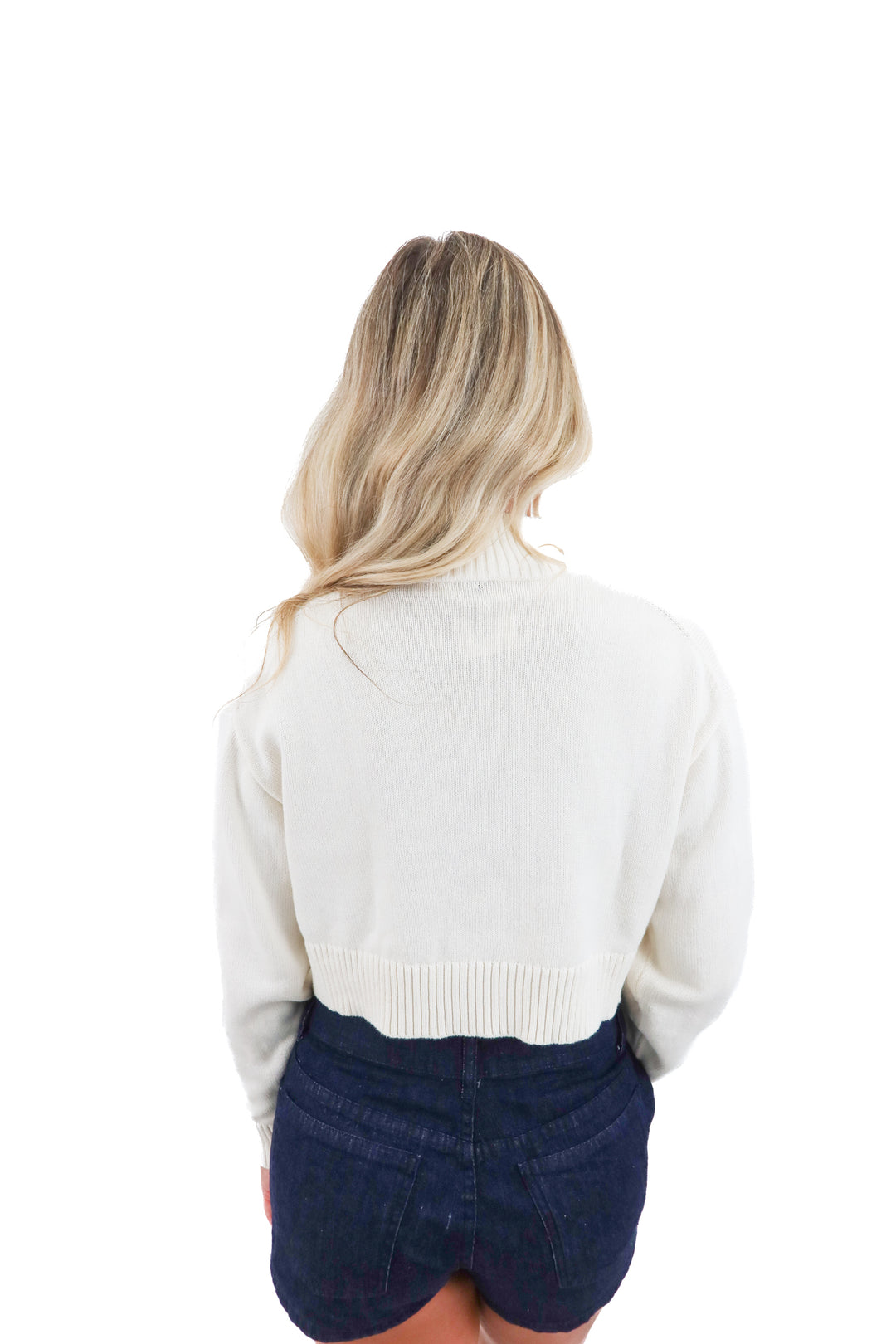 sunday best cream mock neck cropped sweater (xs; retail $128)