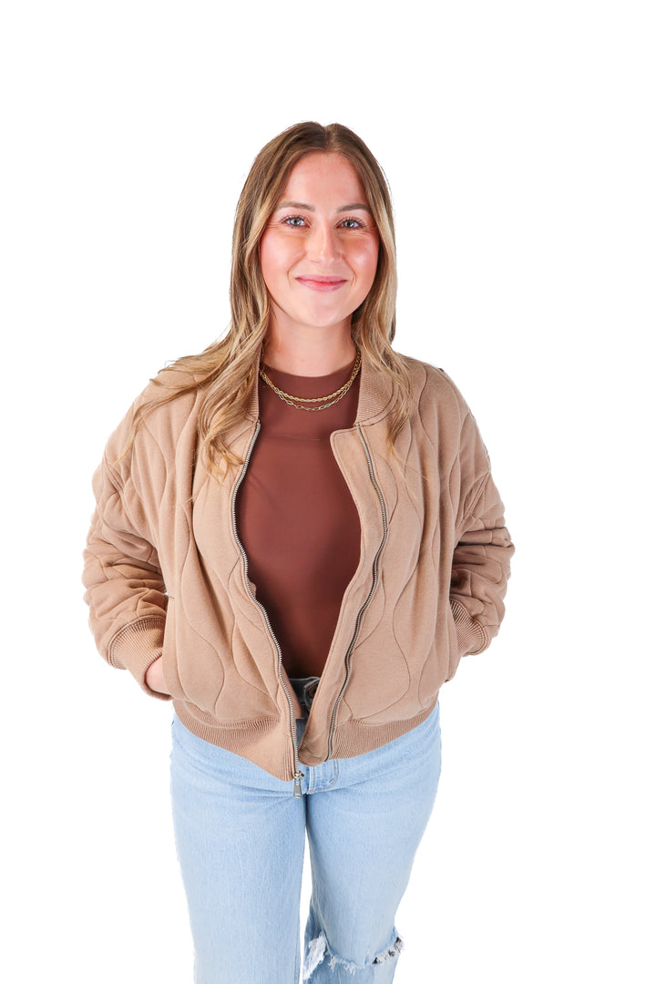 abercrombie & fitch brown quilted jacket (L)