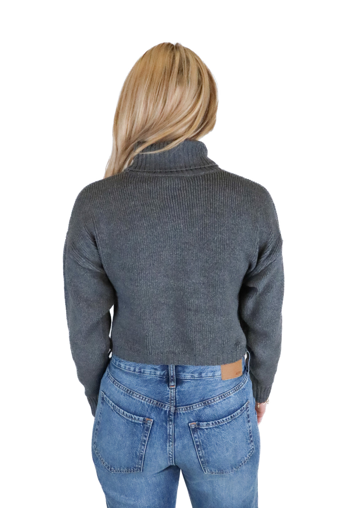 vici dark grey cropped turtleneck sweater (s)