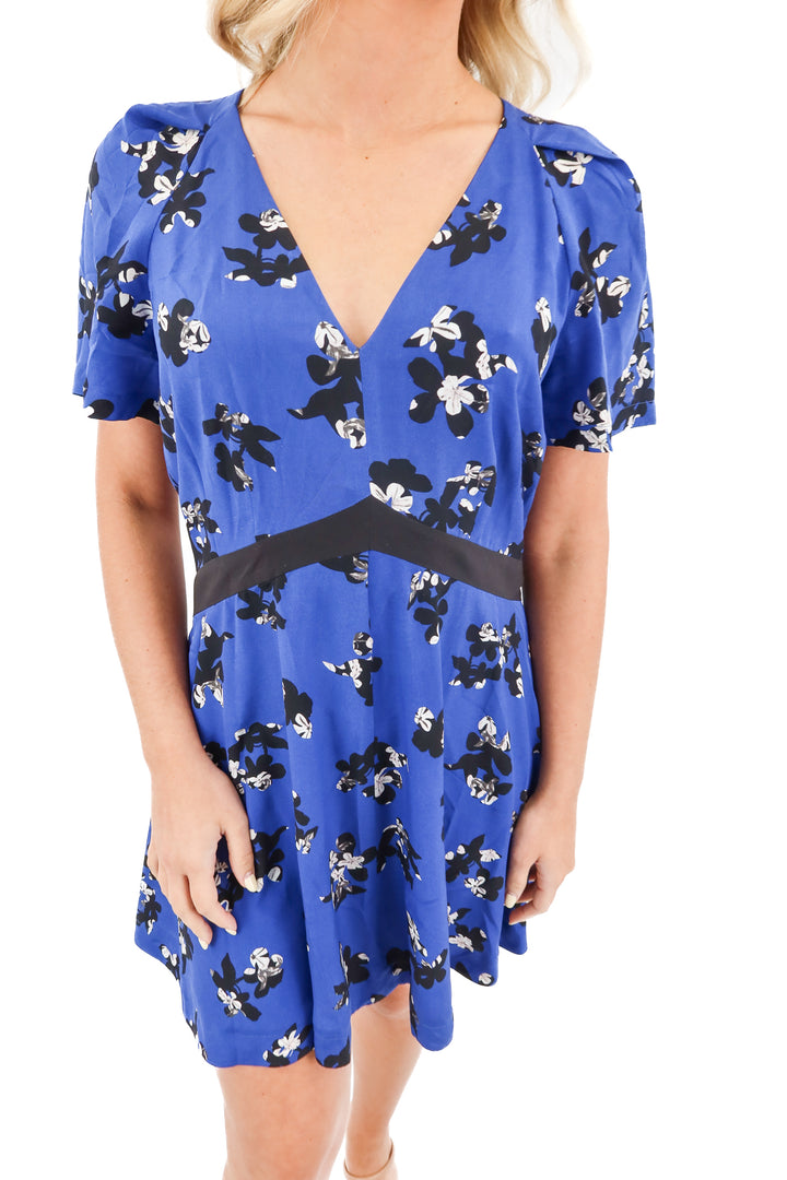 rebecca taylor blue floral silk dress (6; retail $525)