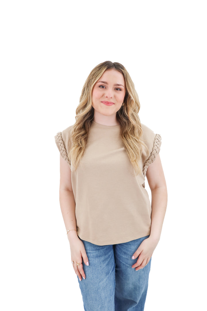 entro brown bradied sleeveless top (l; retail $44)