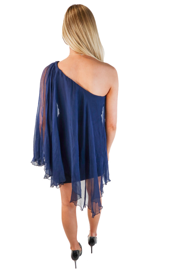 Analili navy one shoulder dress NWT (xs/s; retails for $192)