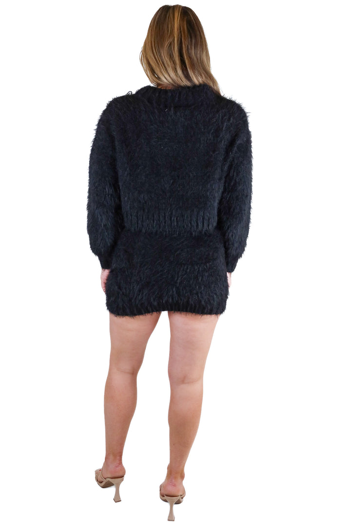 Glamorous Black Fuzzy Cable-knit Set NWT (4; retail $98)