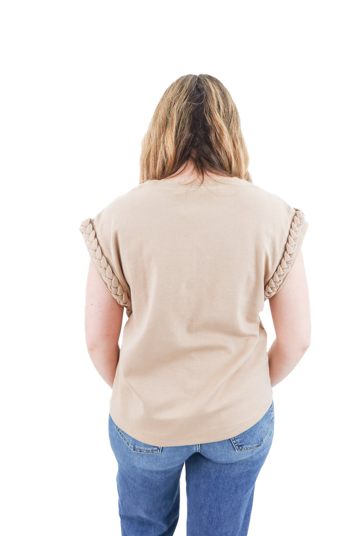 entro brown bradied sleeveless top (l; retail $44)