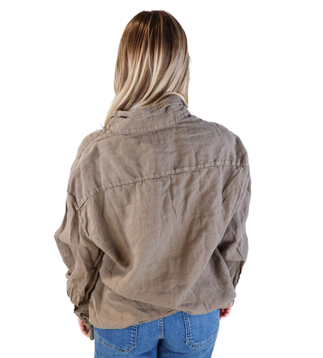 Abercrombie & fitch olive green linen button up (L)
