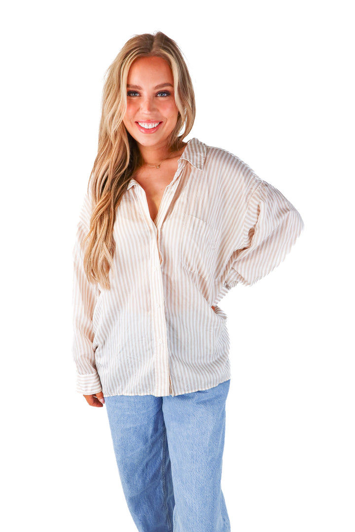 SOLD: zara striped button up (m)