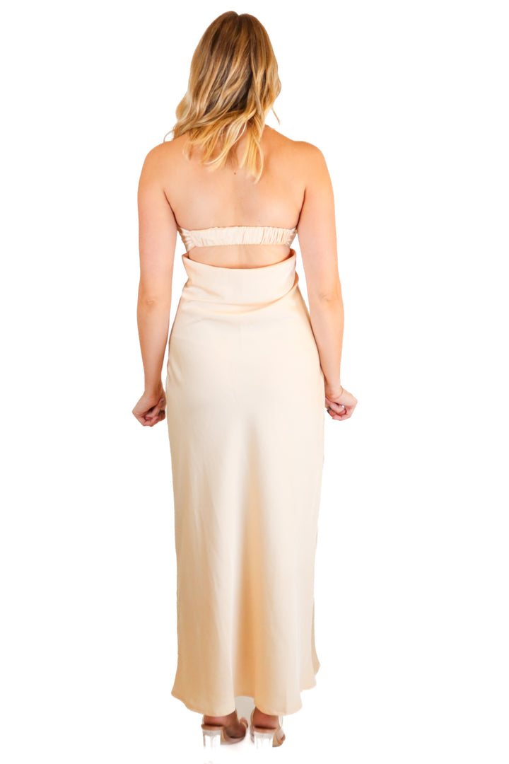 Hello Molly Blush Strapless Sweeheart Satin Dress (S)