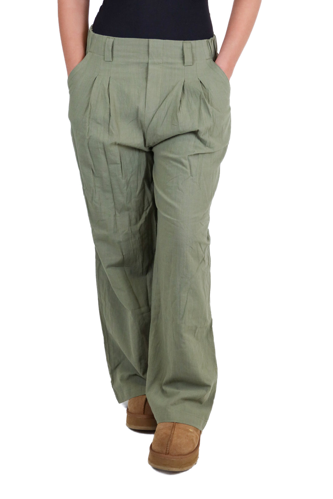 halara olive green linen trousers NWT (S; retail $39.95)