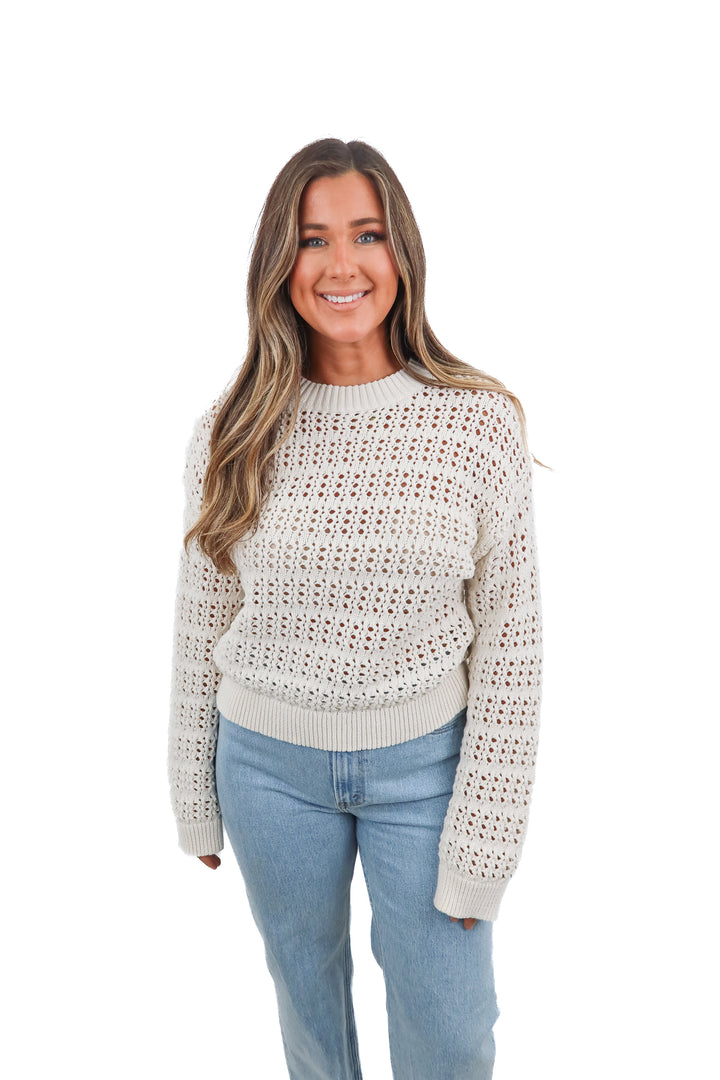 universal threads white crochet pullover (XL)*