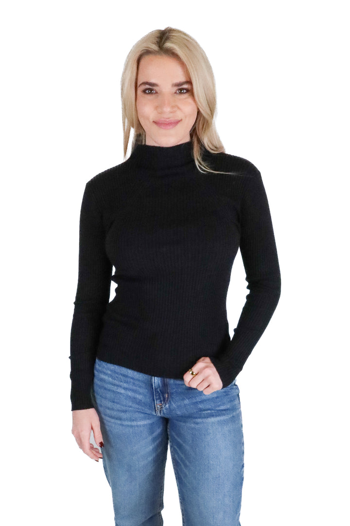 Vici black ribbed turtleneck sweater (s)