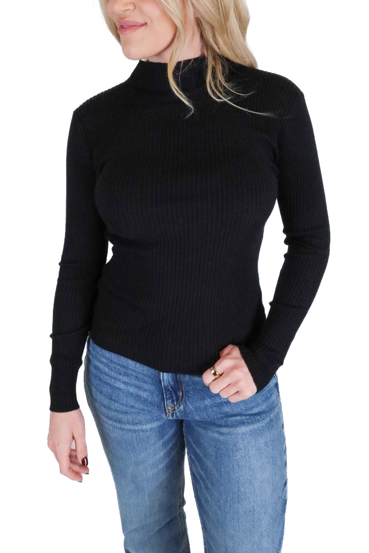 Vici black ribbed turtleneck sweater (s)