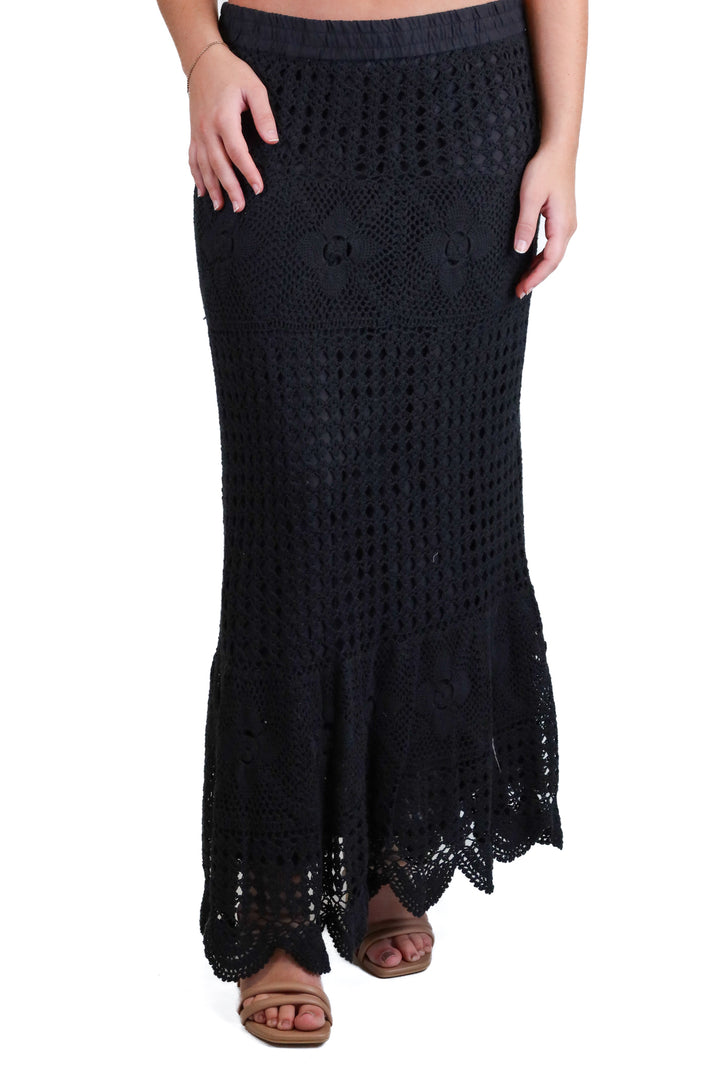 Boston Proper Black Crochet Maxi Skirt NWT (S)