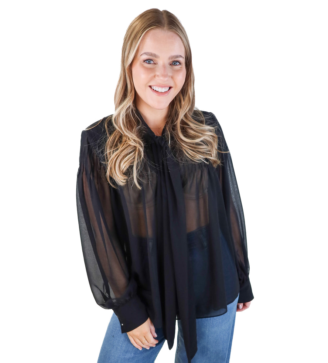 Zara black sheer blouse with shoulder padding (s)