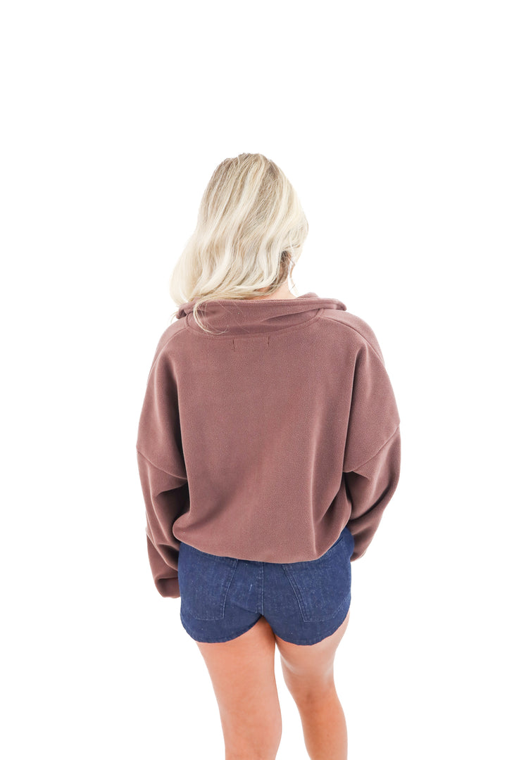 qinsen brown fleece zip jacket (m)