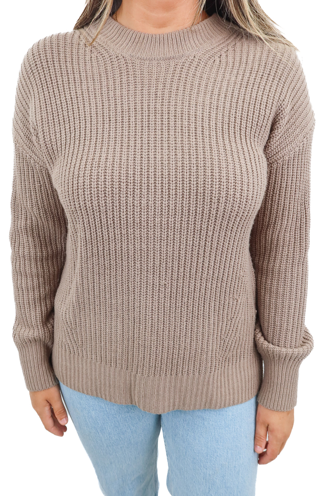 taupe long sweater (m)